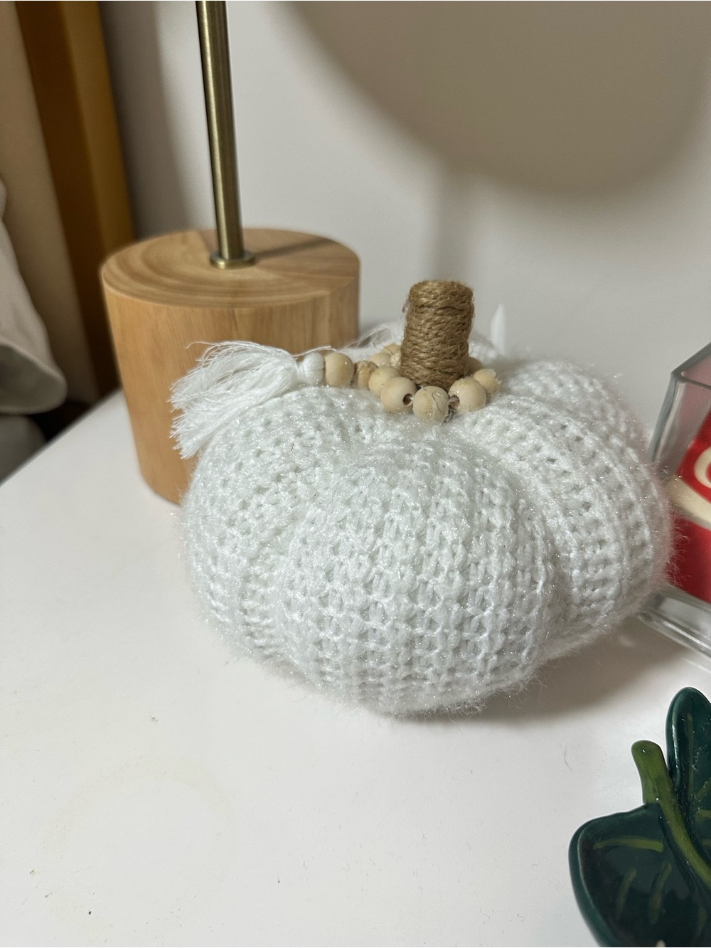 Handmade White Knit Pumpkin Décor